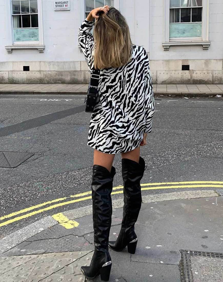 Afbeelding van Neivie Trui Jurk in Zebra Z/W