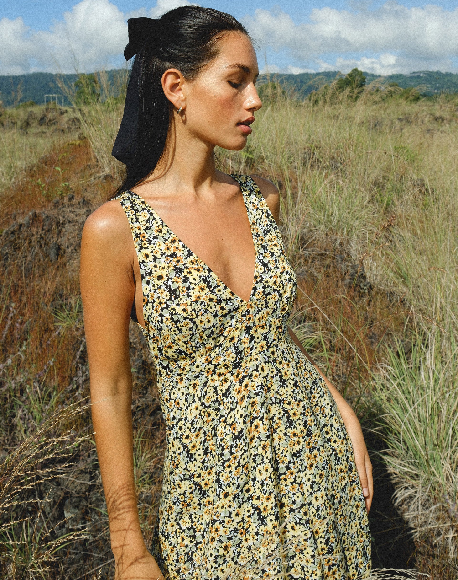 Afbeelding van Enslee Slip Dress in Lente Ditsy Geel