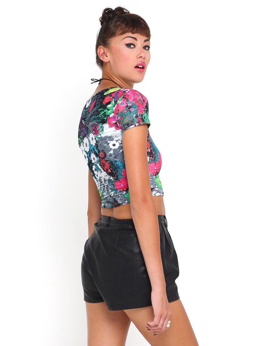 Motel Tabby Crop in roze Southern Floral Highlight Print