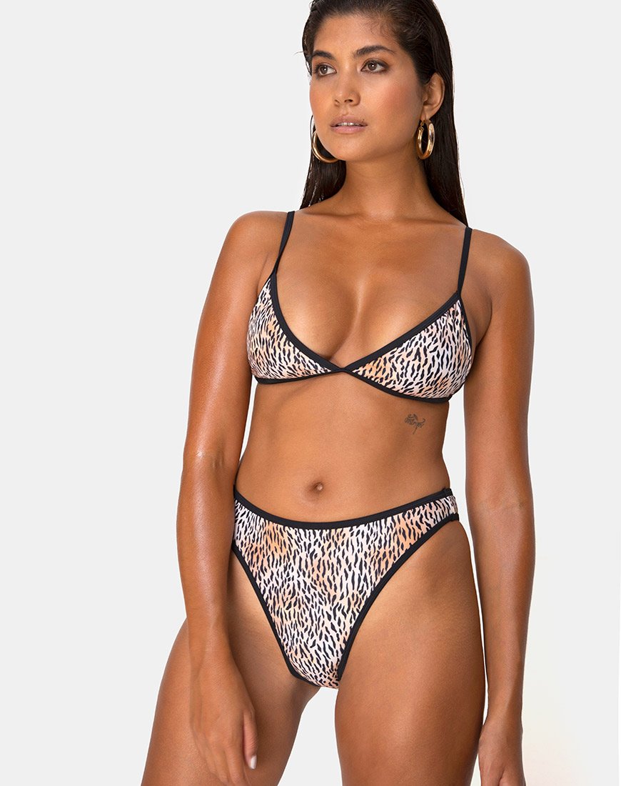 Varna Bikinitop in Mini Tiger met zwarte bandjes