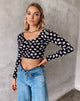 Afbeelding van Carla Crop Top in 90s Daisy zwart-wit