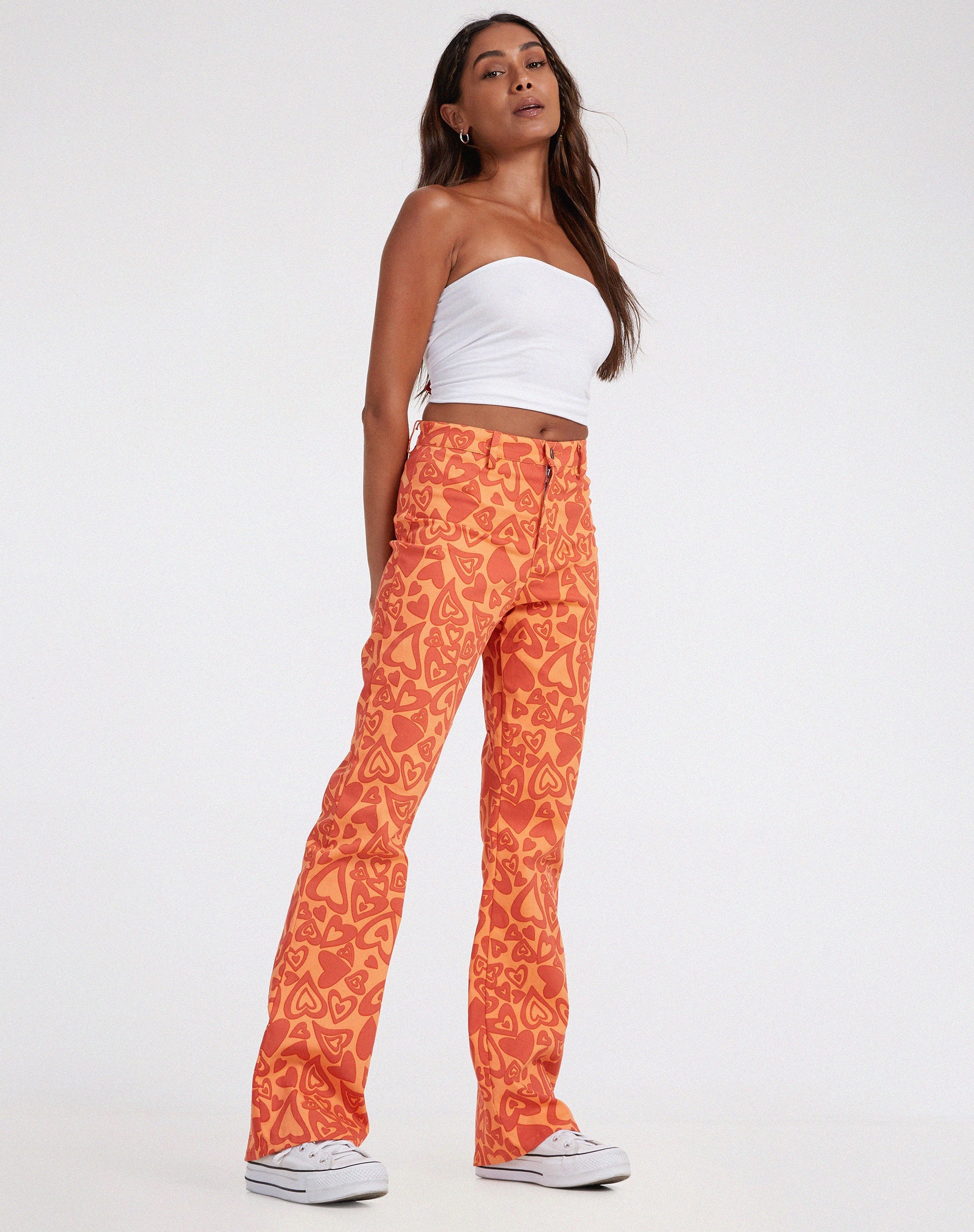 Afbeelding van Zoven Flare Broek in Retro Hart Oranje